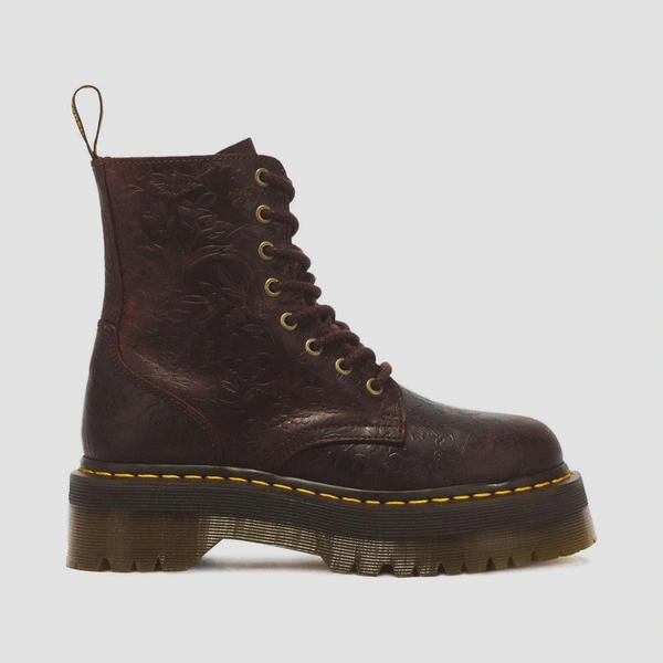 Dr. Martens glany na platformie Jadon Floral Emboss Crazy Horse wiśniowe damskie 43558600