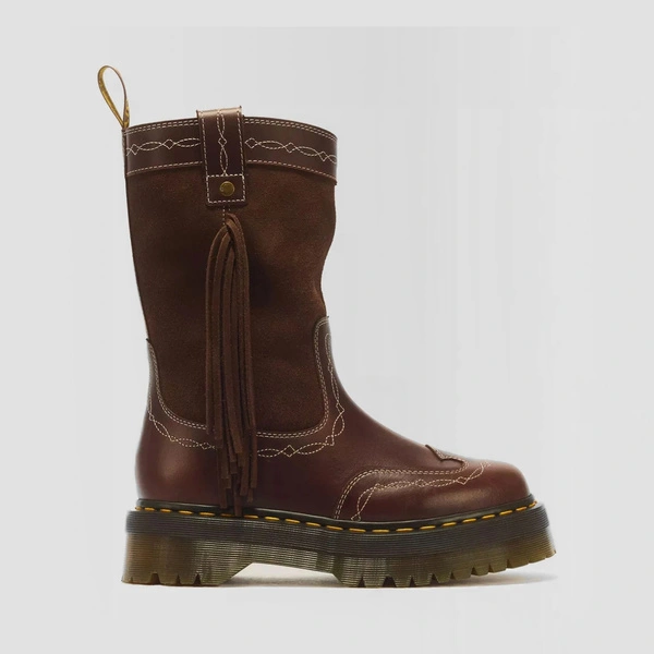 Dr. Martens kowbojki na platformie Quad Mid Desert Rodeo ciemnobrązowe 43175200