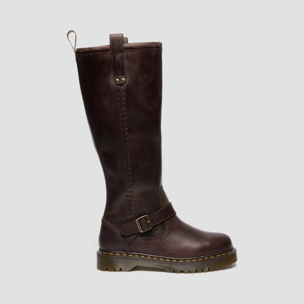 Dr. Martens kozaki biker Anistone Knee High Crazy Horse ciemnobrązowe 41871200