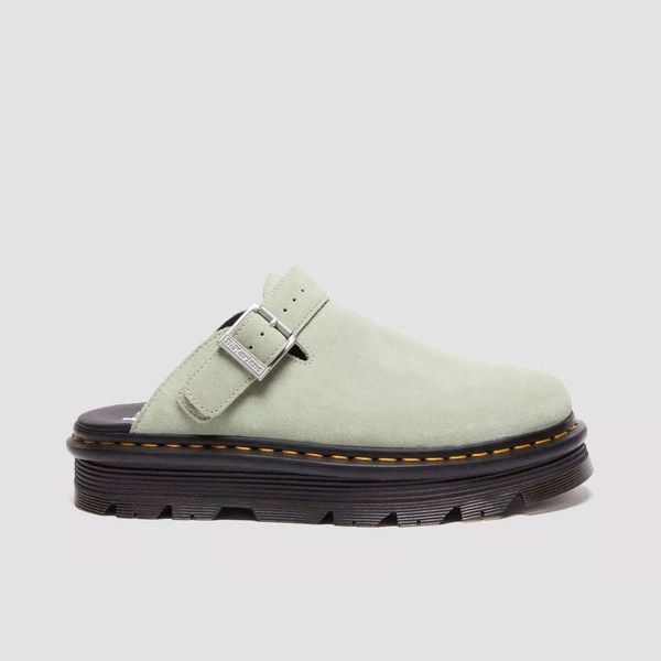 Dr. Martens mule na platformie Zebzag Slingback zamszowe zielone 31937300