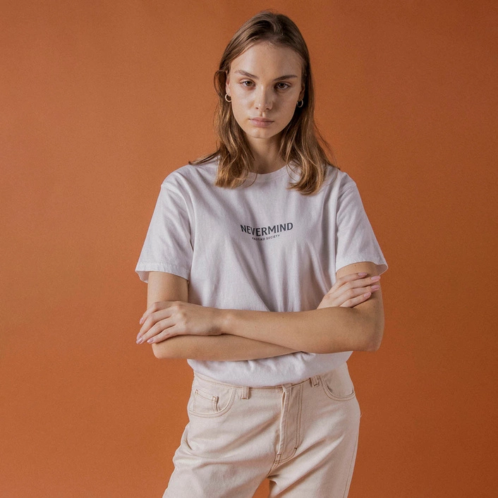 Kaotiko M/C Washed Nevermind T-shirt White