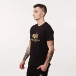 Alpha Industries Basic T-Shirt Foil Print Black/Gold Yellow