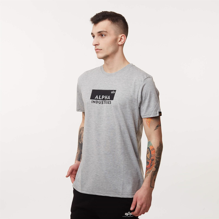 Alpha Industries BOX LOGO T-SHIRT GREY HEATHER