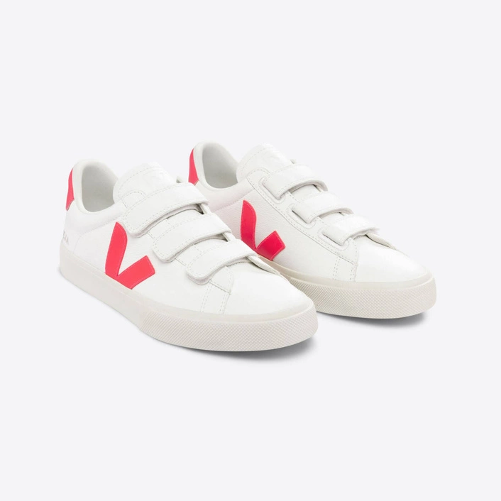 Buty Damskie Veja RECIFE CHROMEFREE LEATHER WHITE/ ROSE FLUO