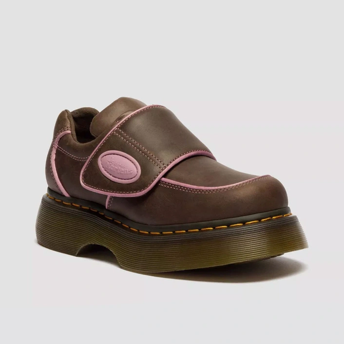 Dr. Martens półbuty na rzep Buzz Strap Wyoming ciemnobrązowe damskie 42845200