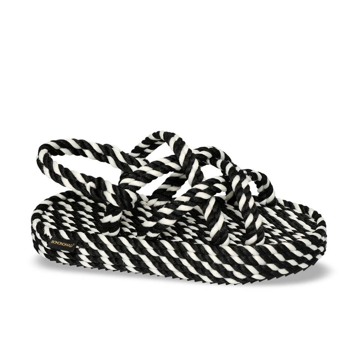 Bohonomad Bodrum Platform Rope Sandal - Black/White