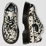 Dr. Martens półbuty Buzz 5-Eye Dalmatian ze skóry z włosiem kremowo-czarne damskie 42846100