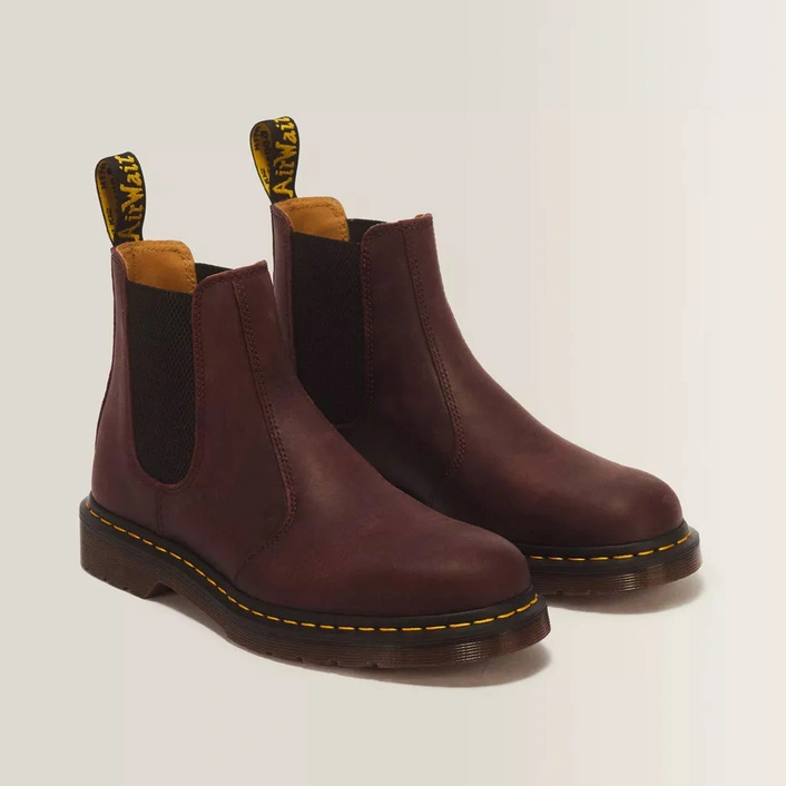 Dr. Martens sztyblety Chelsea 2976 Yellow Stitch Crazy Horse wiśniowe 27486600