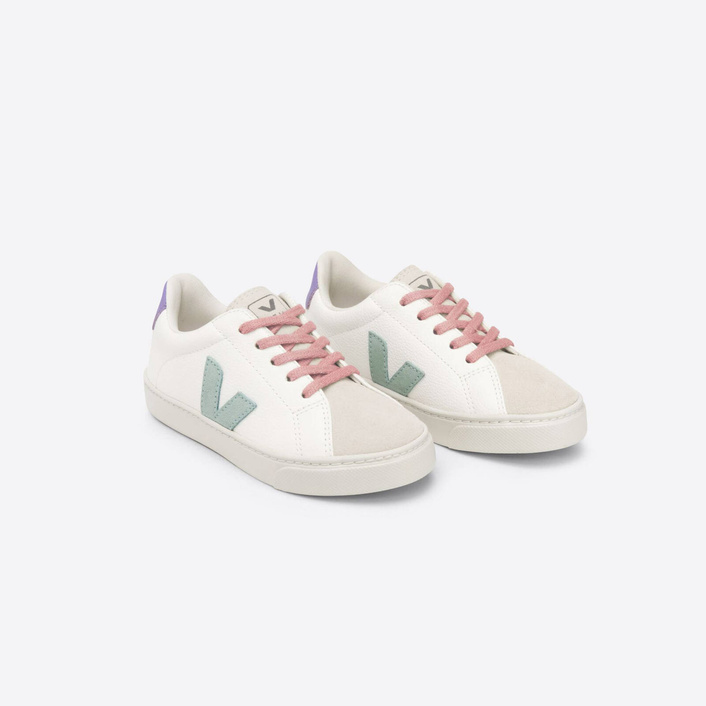 Veja Junior ESPLAR LACES CHROMEFREE LEATHER WHITE MATCHA LAVANDE