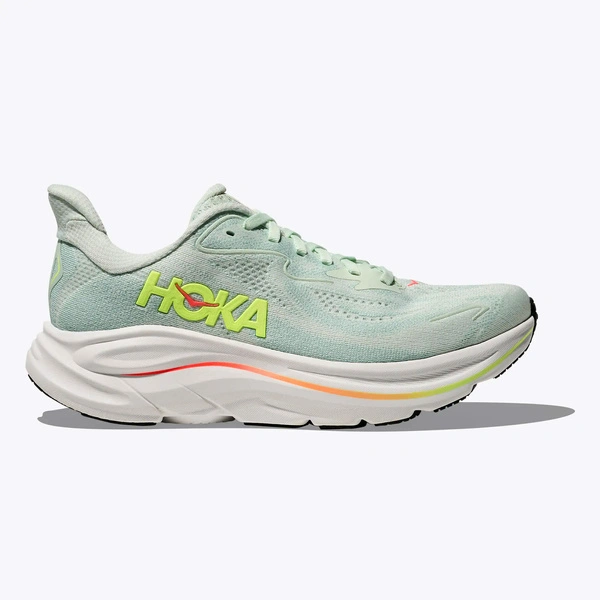 HOKA Clifton 10 damskie buty do biegania Sea Glass / Neon Flame