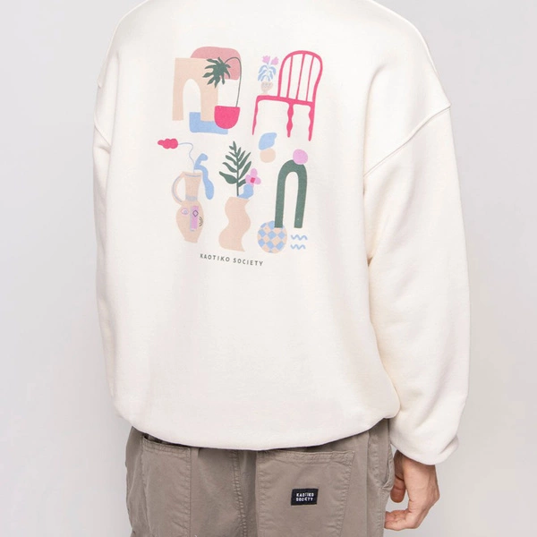 Kaotiko Unisex Bluza Beżowa Crew Marrakech Organic Cotton AO026-01S-G002