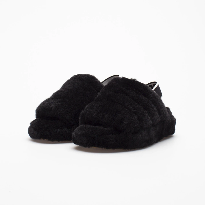 UGG W FLUFF YEAH SLIDE BLACK
