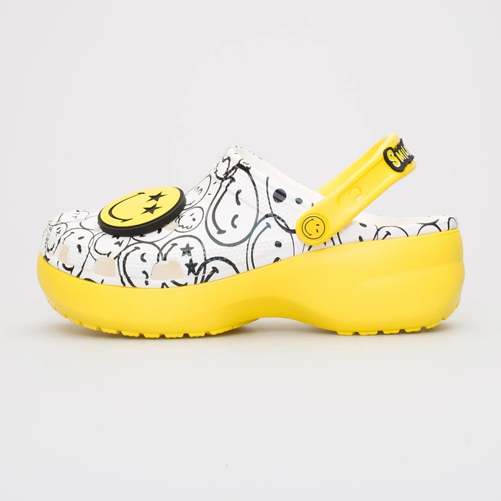 Crocs Smiley Womens Classic Platform Clog White
