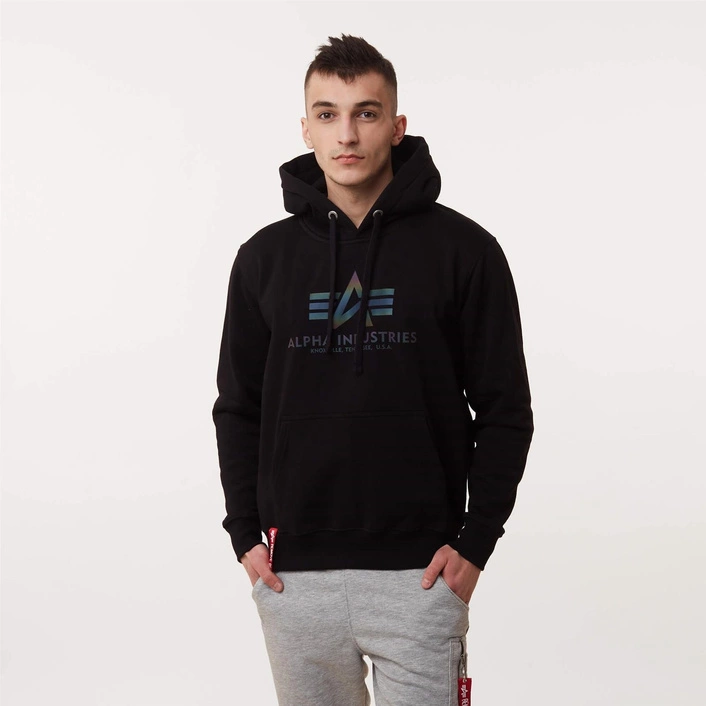 Alpha Industries Basic Hoody Rainbow Ref. Print BLACK