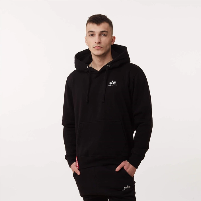 Alpha Industries BASIC HOODY SMALL LOGO BLACK