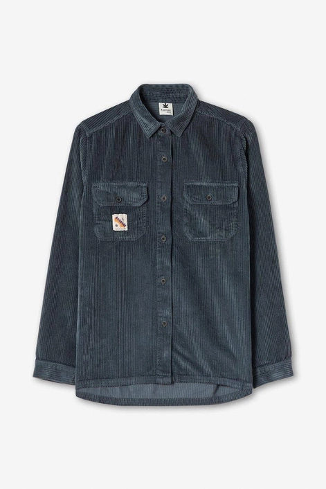 Kaotiko Bluish / Grey Minimal Corduroy Shirt