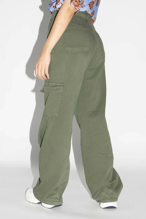 Kaotiko Army Wide Leg Cargo Trousers