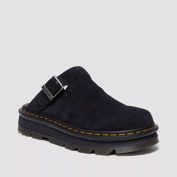 Dr. Martens mule na platformie Zebzag Slingback zamszowe czarne 31657001