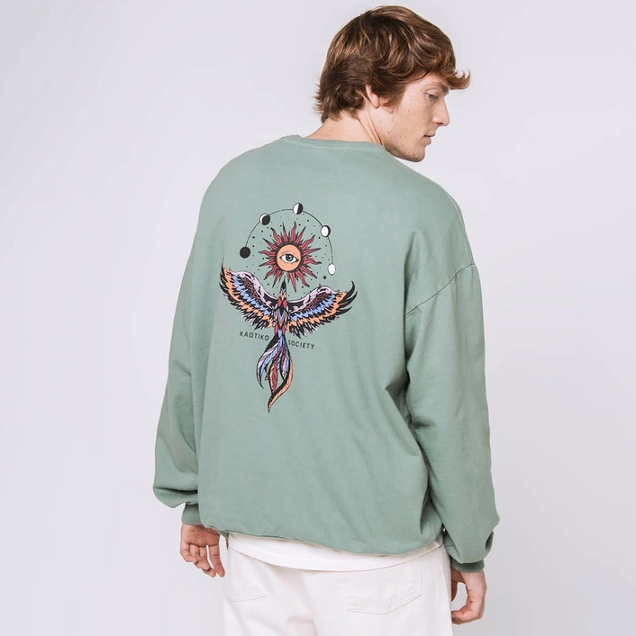 Kaotiko Phoenix Washed Sweatshirt GREEN