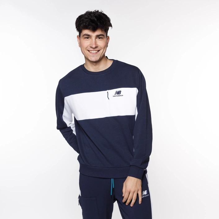 New Balance BLUZA ATHLETICS FLEECE CREW NAVY