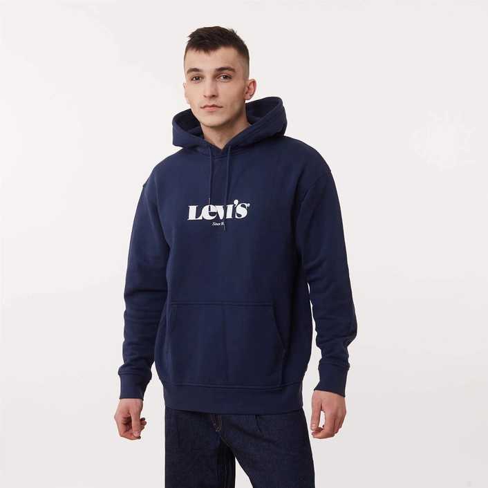 Levi's RELAXED GRAPHIC HOODIE DRESS BLUE