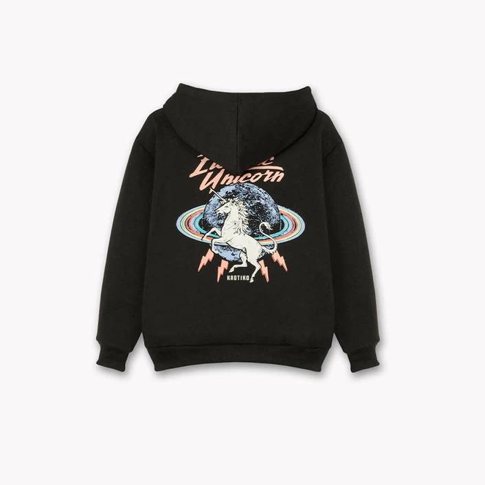 Kaotiko Black Unicorn Hoodie AI014-01-J002