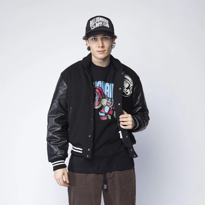 Billionaire Boys Club ASTRO LEATHER VARSITY JACKET - BLACK