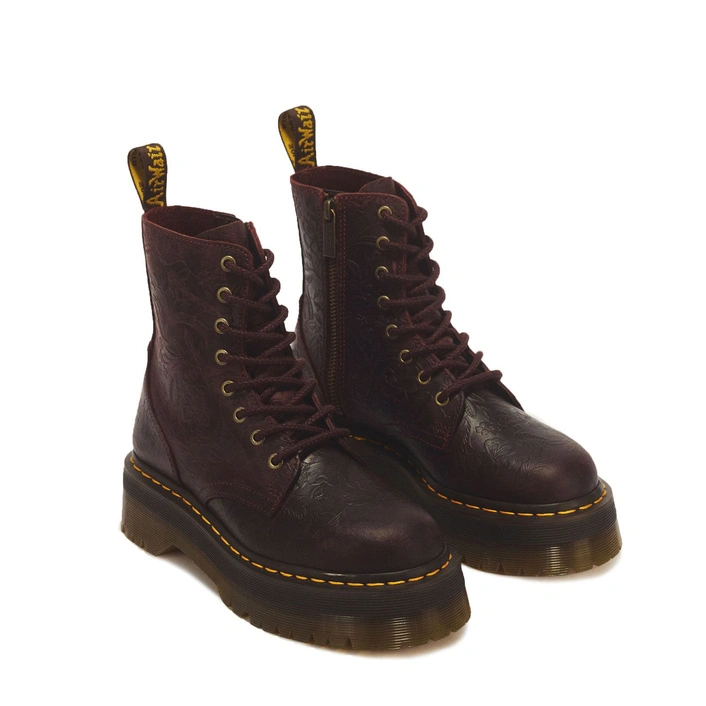 Dr. Martens glany na platformie Jadon Floral Emboss Crazy Horse wiśniowe damskie 43558600