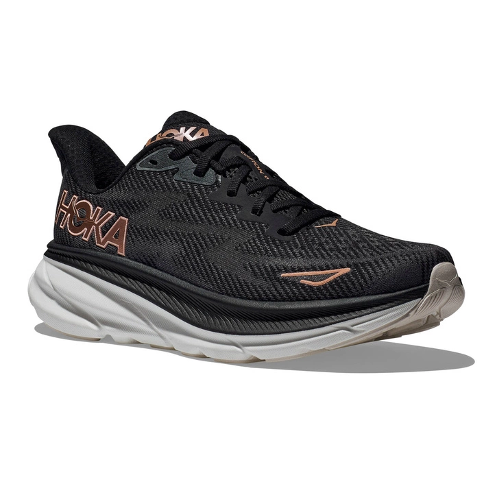 Hoka WOMEN'S CLIFTON 9 BLACK/ROSE GOLD