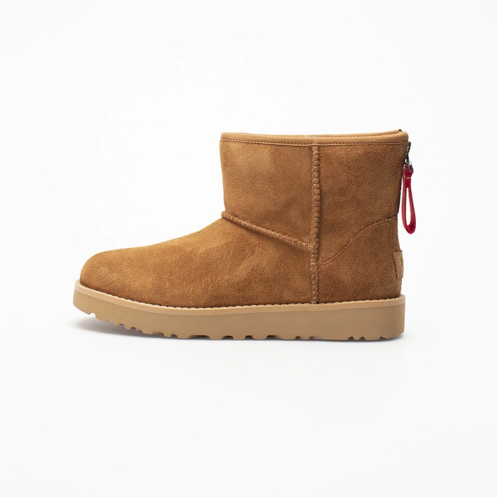 UGG W CLASSIC MINI LOGO ZIP CHESTNUT