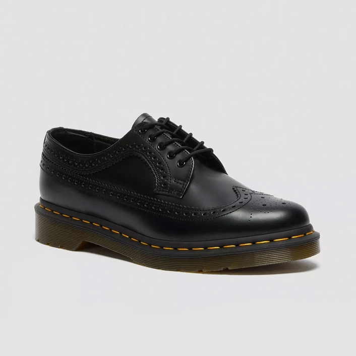 Dr. Martens półbuty brogue 3989 Yellow Stitch Smooth czarne męskie 22210001