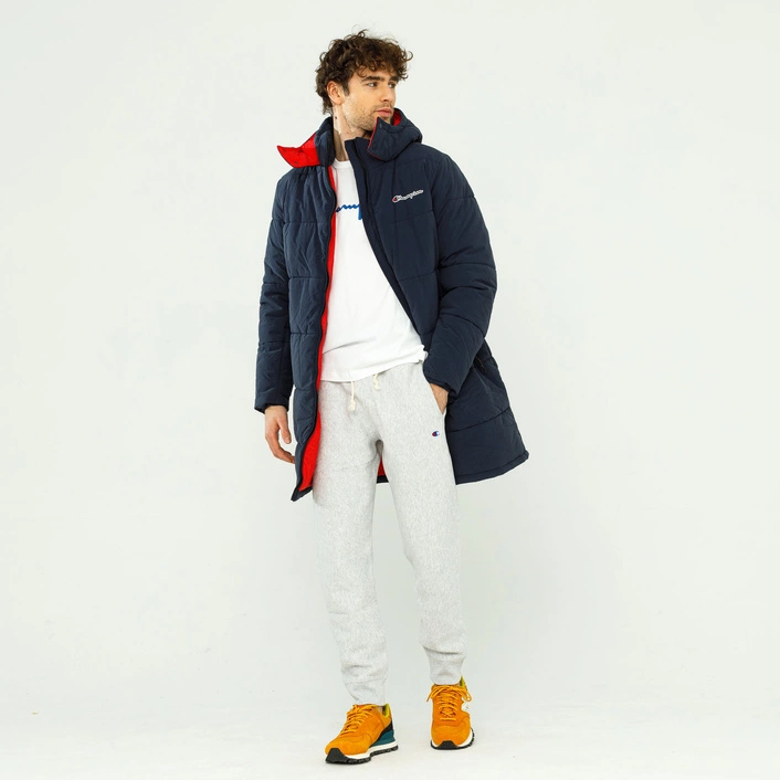 Champion SCRIPT LOGO BACK PADDED HOODED JACKET NAVY