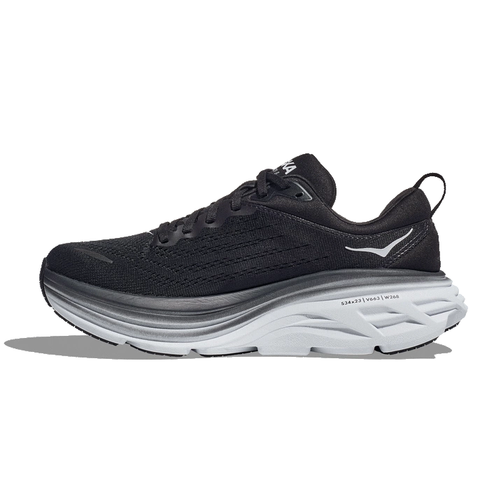 Hoka WOMEN'S BONDI 8 BLACK/WHITE