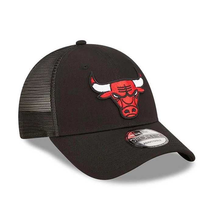 New Era Chicago Bulls Home Field Black 9FORTY A-Frame Trucker Cap