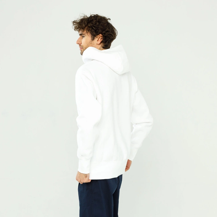 Champion Reverse Weave Script Logo Hooded Sweatshirt White