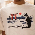 Kaotiko Landscape Organic Cotton Ivory T-shirt AS031-01-G002