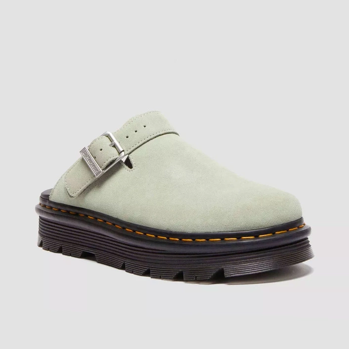Dr. Martens mule na platformie Zebzag Slingback zamszowe zielone 31937300