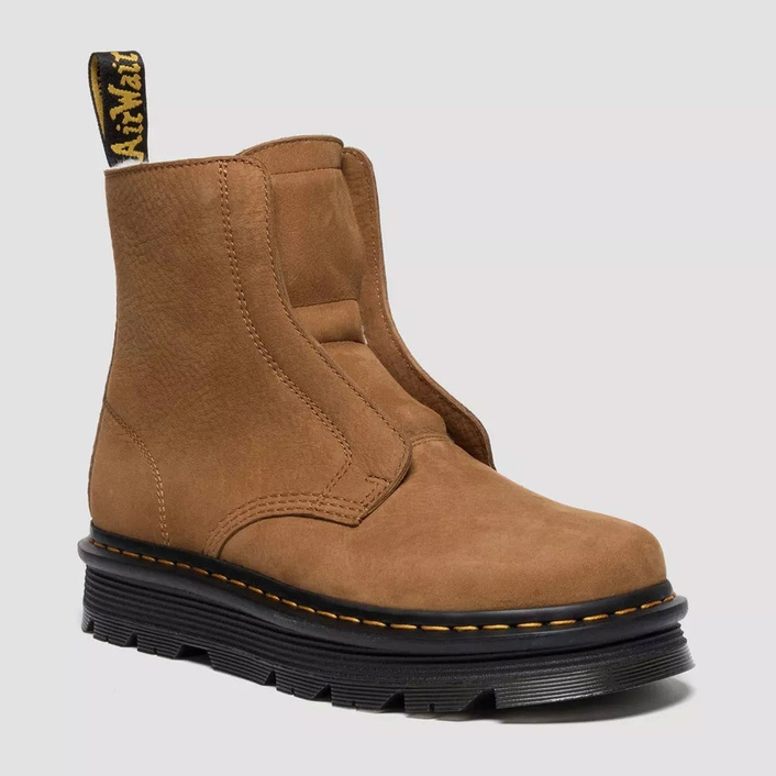 Dr. Martens buty zimowe wsuwane Zebzag Laceless ocieplane nubukowe jasnobrązowe 42019200