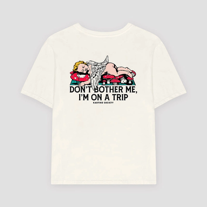 Kaotiko Washed Busy Cupid Ivory T-shirt AR008-01-M002