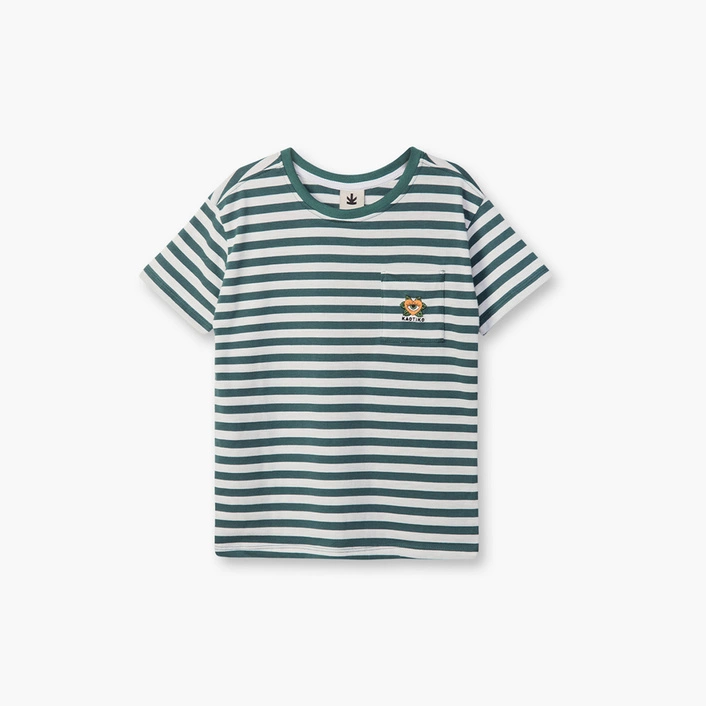 Kaotiko Green Heart Striped T-shirt