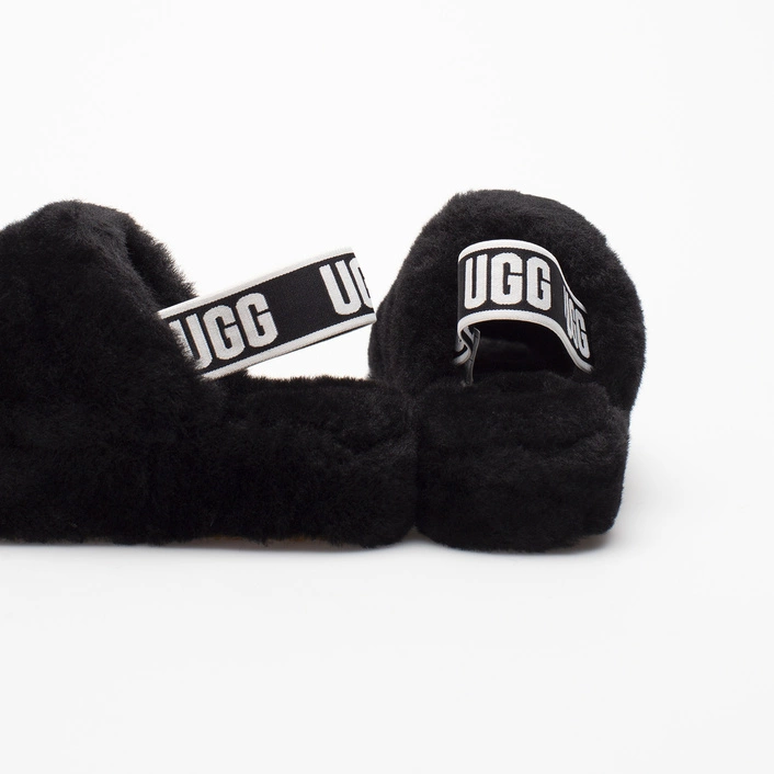 UGG W FLUFF YEAH SLIDE BLACK