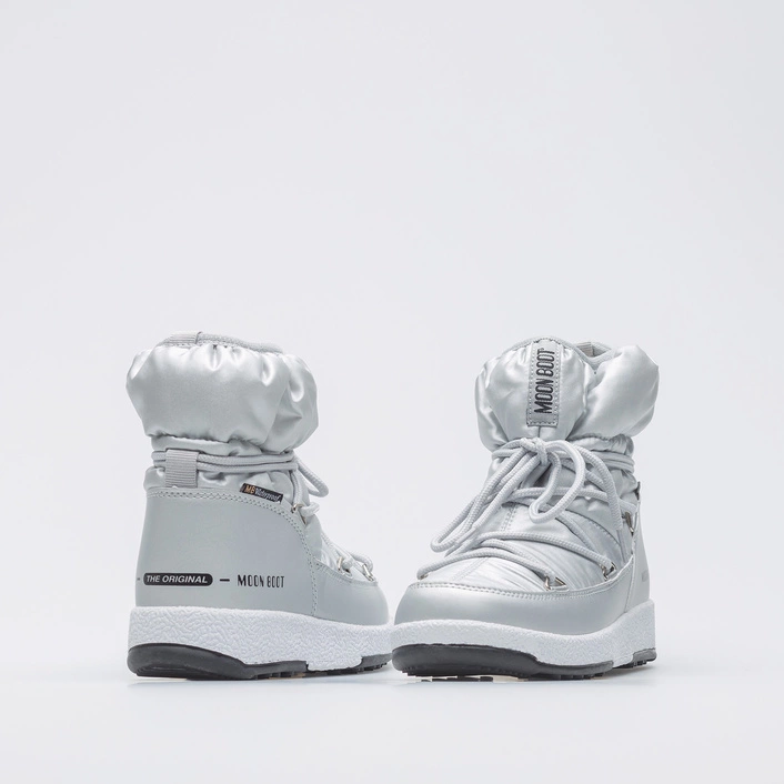 MOON BOOT ŚNIEGOWCE JR GIRL LOW NYLON SILVER