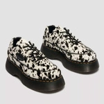 Dr. Martens półbuty Buzz 5-Eye Dalmatian ze skóry z włosiem kremowo-czarne damskie 42846100