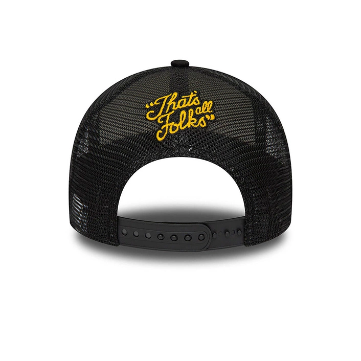 New Era Multi Character Looney Tunes Daffy Duck and Bugs Bunny Black A-Frame Trucker Cap