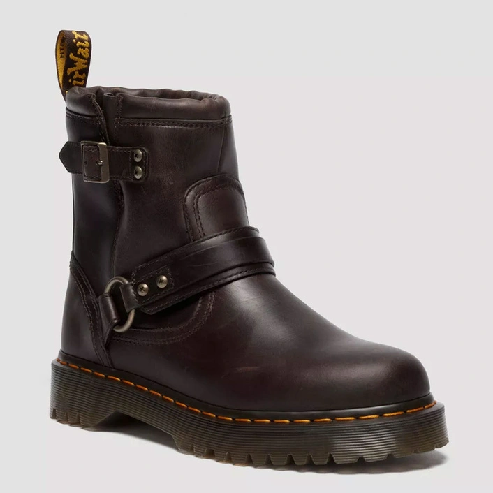 Dr. Martens botki biker Anistone Harness Crazy Horse ciemnobrązowe 41870200