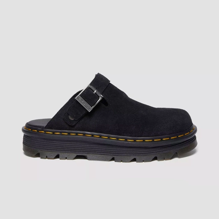 Dr. Martens mule na platformie Zebzag Slingback zamszowe czarne 31657001