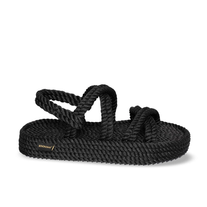 Bohonomad Tahiti Platform Rope Sandal - Black