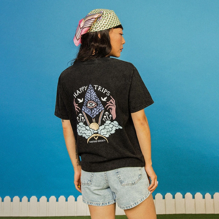 Kaotiko Happy Trips Washed T-shirt AK023-01-M002