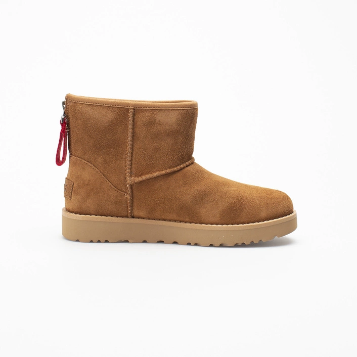UGG W CLASSIC MINI LOGO ZIP CHESTNUT
