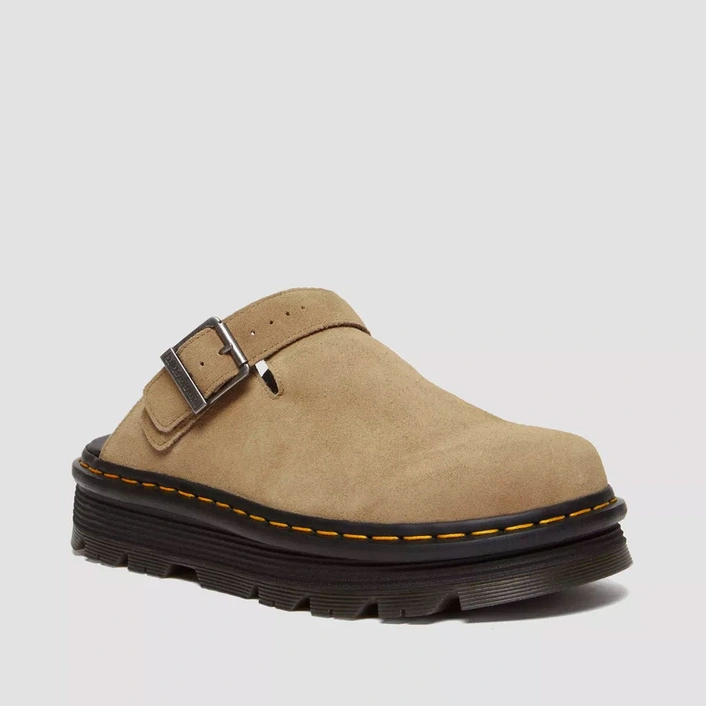 Dr. Martens mule na platformie Zebzag Slingback zamszowe jasnobrązowe 31737439